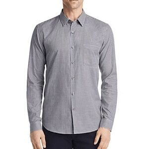 Theory Black White gingham Button down shirt size L